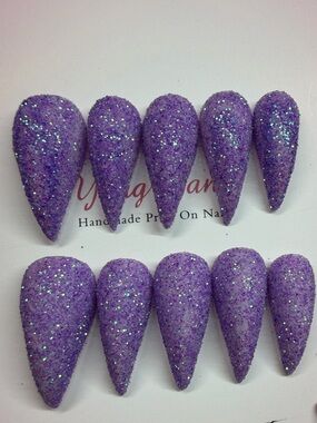 Handmade Purple Glitter Claws Press-On Nails - Pack of 10 Size Medium